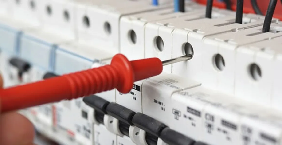 Electrical contractor testing circuit breakers during electrical repair in Woodridge, IL